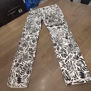 DVF X Current/Elliott Jeans Womens 29 White Classic Skinny Floral Stretch Denim